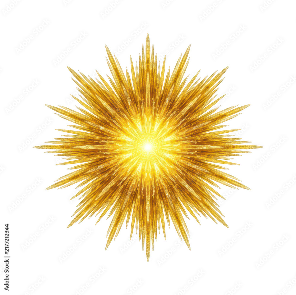 Obraz premium Golden abstract starburst or sunburst effect for festive decoration isolated