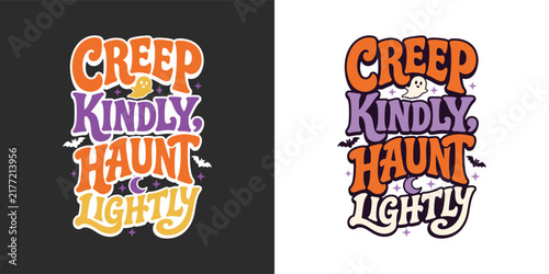 Fotografie Creep kindly haunt lightly halloween typography design mockups