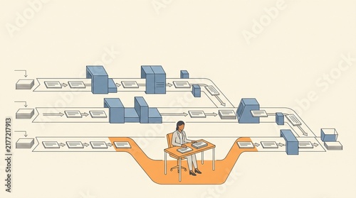 Obraz w ramie Human intervention lane inside a mostly automated process