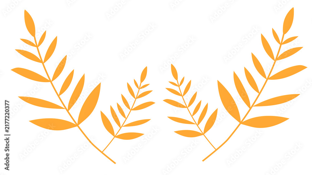 Obraz premium Elegant golden palm leaf branches isolated on transparent background, tropical botanical design for graphic projects