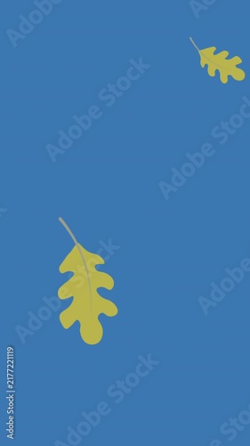 Animation of leaf icons on blue background