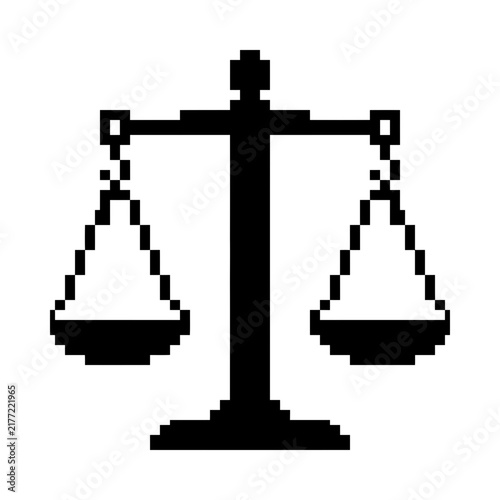 Pixel art justice scales silhouette