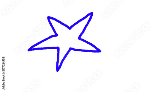 Handdrawn blue star shape isolated on transparent background