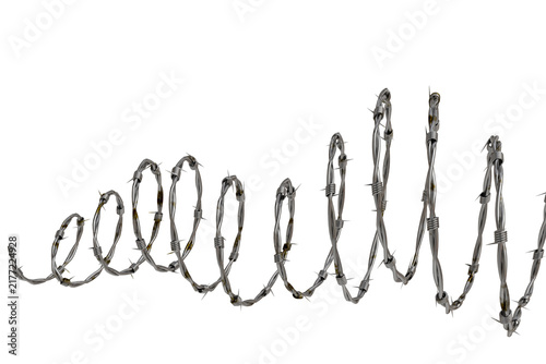 Принти на полотні strand of barbed wire is intricately coiled and undulates across a pristine