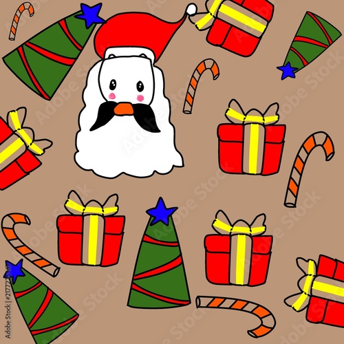 Cute Christmas Penguin with Gifts and Holiday Decorations