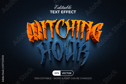 3D Halloween Text Effect Nightmare Curved Style.