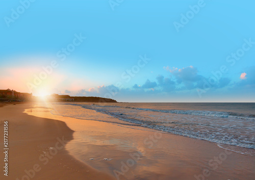 Canvastavla Colorful sea beach sunrise