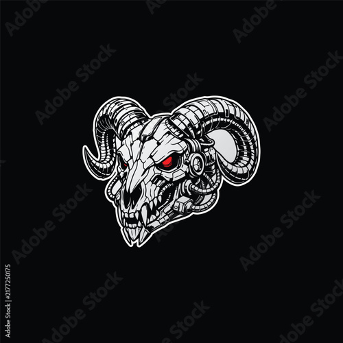 Photography Cyborg goat skull artwork illustration