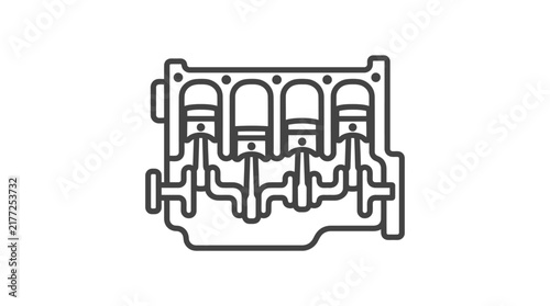 A simple line art illustration of a four cylinder internal combustion engine block.