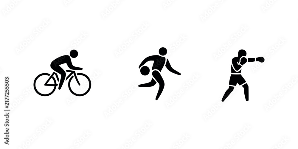 Obraz premium Three sports icons cycling, running, boxing