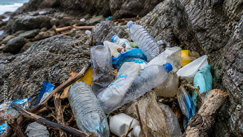 Plastic Waste Pollution Among Coastal Rocks
