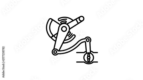 A technical line art illustration of a mechanical valve control lever assembly.