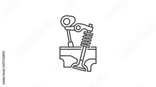 A simple line drawing of an internal combustion engine valve train mechanism.