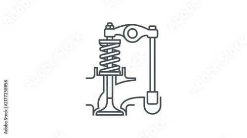 A technical line drawing of an internal combustion engine valve train mechanism.