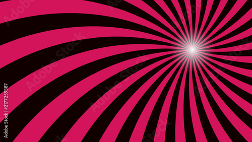 Pink and black spiral sunburst background with center light glow