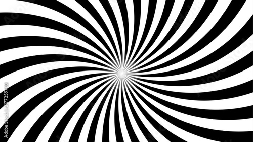 Black and white spiral hypnotic sunburst vector background