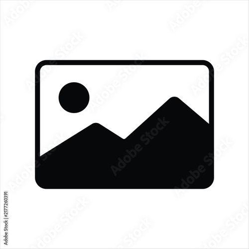 Landscape Photo Icon  Mountain and Sun Image Symbol