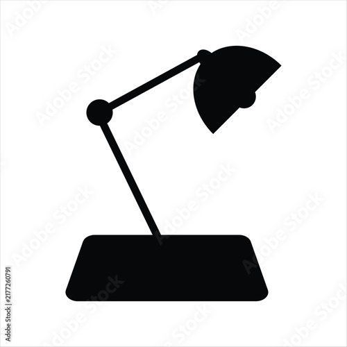 Modern Desk Lamp Icon Minimal Black Table Lamp Vector Illustration