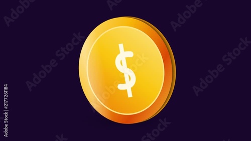 Golden Dollar Coin Rotating Concept for Finance and Wealth