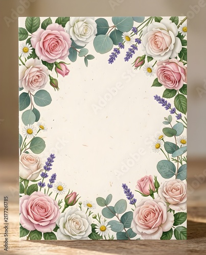 vintage card with roses