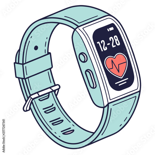 Aqua smart watch shows date and heart rate.