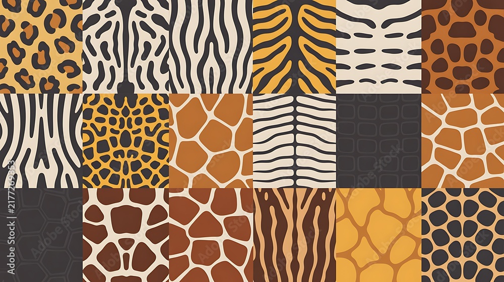 Collection of 16 vector skin animal texture