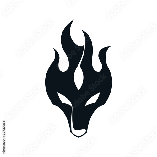 combination of dragon head and flames logo vector