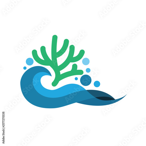 ocean waves and coral reefs logo vector