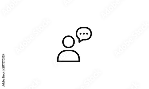 User profile with speech bubble icon simple line style on white background