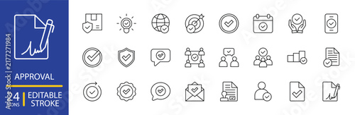 Approval Icon Set Editable Stroke