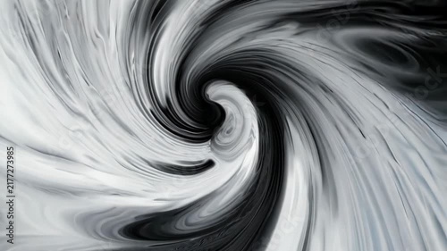 Hypnotic black and white swirl spiraling into the center, monochrome abstract vortex, minimal motion background for creative design.