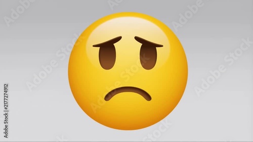 Sad Yellow Pouting Face Emoji with Furrowed Brows and a Displeased Expression for Emotional Communication