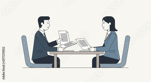 Business professionals collaborating on laptop in office.