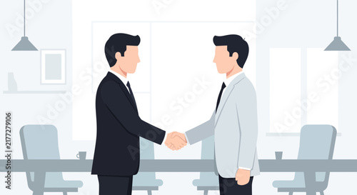 Business professionals shaking hands in modern office setting 1.
