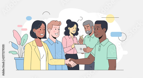 Diverse group of professionals collaborating in modern office 2.