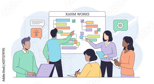 Team collaboration discussing project strategy in office meeting.