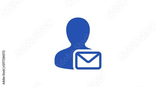 Person silhouette with blue mail envelope icon.