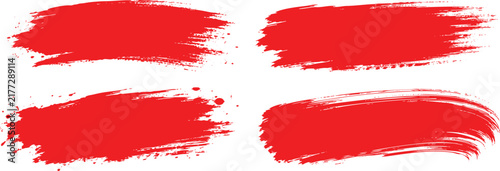 Red Grunge Brush Stroke Banners with Rough Splatter Edges