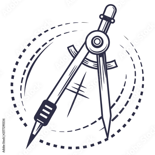 Bild auf Leinwand Drawing compass tool and geometry circles vector.