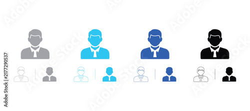 Flat line vector illustration of a man avatar icon wearing a tie with illustration business corporate professional employee candidate director customer shoulders clothing identity