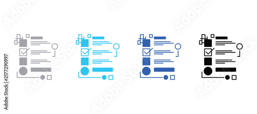 Checklist document illustration with text lines and checkmark icon in blue vector style checklist document checkmark illustration business management administrative information