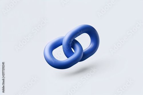 Blue 3D chain links symbolizing connection on white background