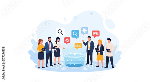 Diverse Business Team Collaborating on Digital Innovation and Sparking New Ideas with Technology