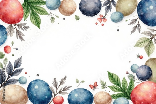 Hand-drawn watercolor pebble border Seamless nature pattern , summer, illustration, stone