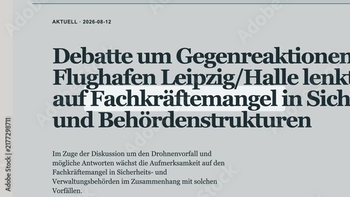 Swift 4K Slide of Online News Pages with Fachkräftemangel Highlight Showing Germany’s Skilled Labor Shortage Crisis Headlines