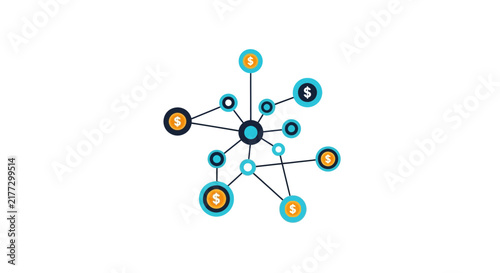 Financial Network and Money Connectivity Vector Illustration for Global Banking and Fintech Concepts