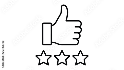 Thumbs up icon with three stars rating, vector illustration of a positive feedback symbol