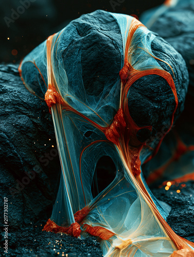Translucent Membrane Draped over Volcanic Rock