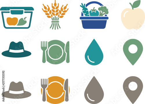 World Food Day Essentials Icon Set Agriculture Farming And Healthy Diet Vector Illustration