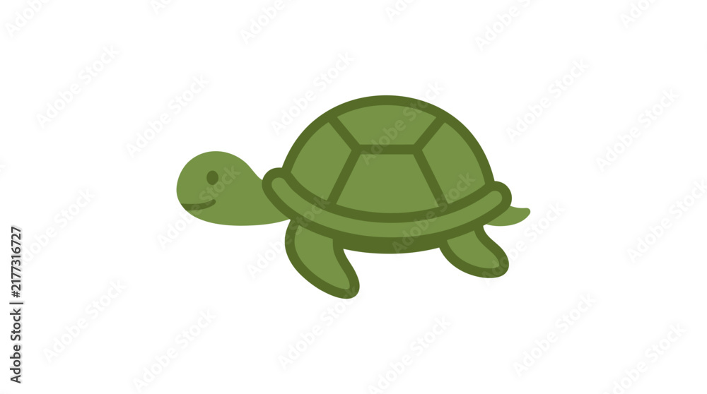 Obraz premium Green cartoon turtle illustration isolated on white background